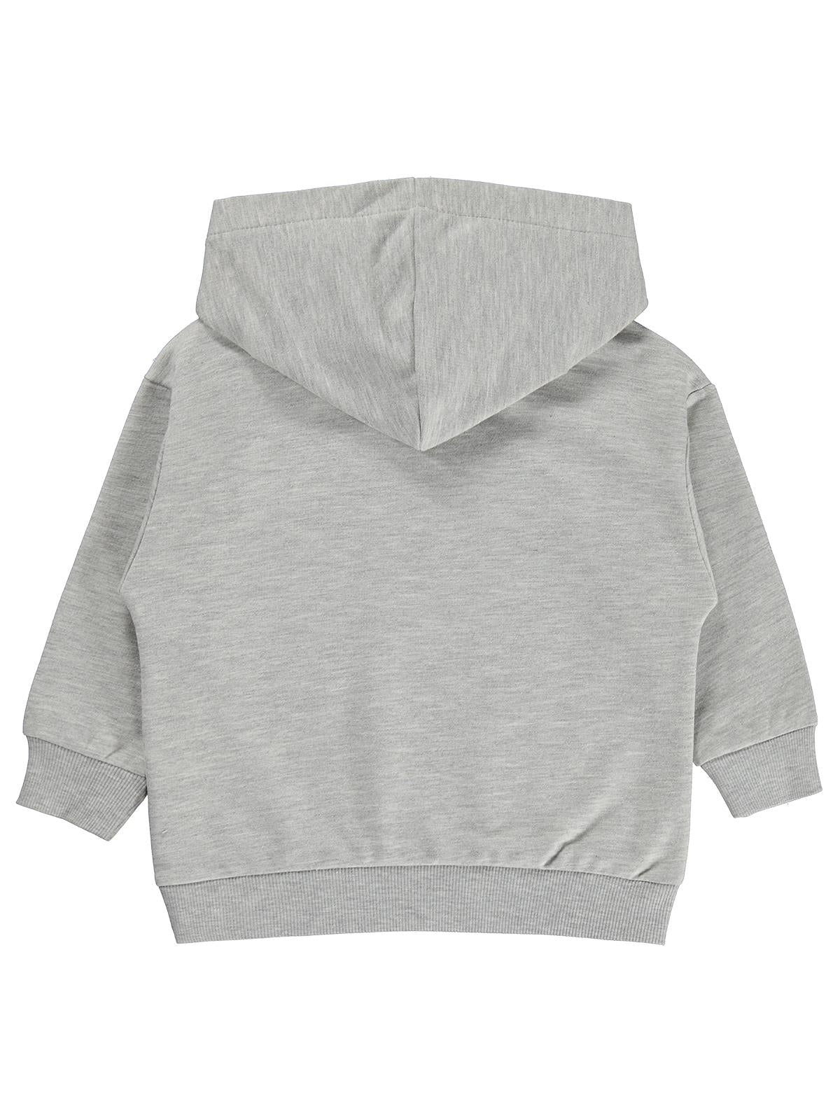 Civil Erkek Çocuk A Baskılı Sweatshirt | 2 İp Uzun Kol Kapşonlu | Okul Kreş ve Günlük Kullanım - Gri