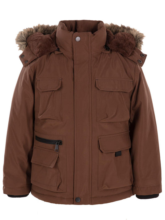 Civil Boys 4 Cepli Kürklü 10-13 Yaş Parka - Kahve