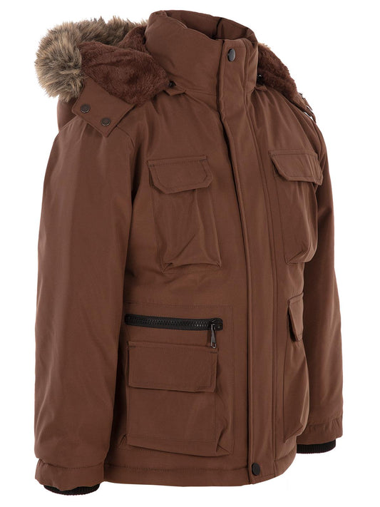 Civil Boys 4 Cepli Kürklü 10-13 Yaş Parka - Kahve