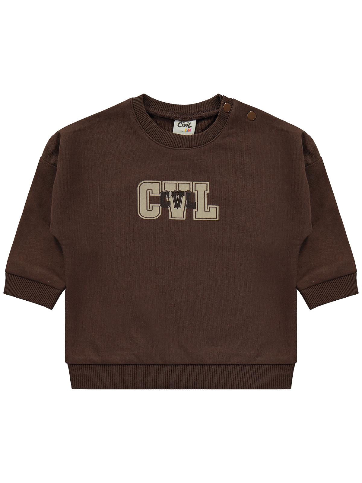 Civil Baby CVL Baskılı 6-18 Ay Takım - Kahverengi