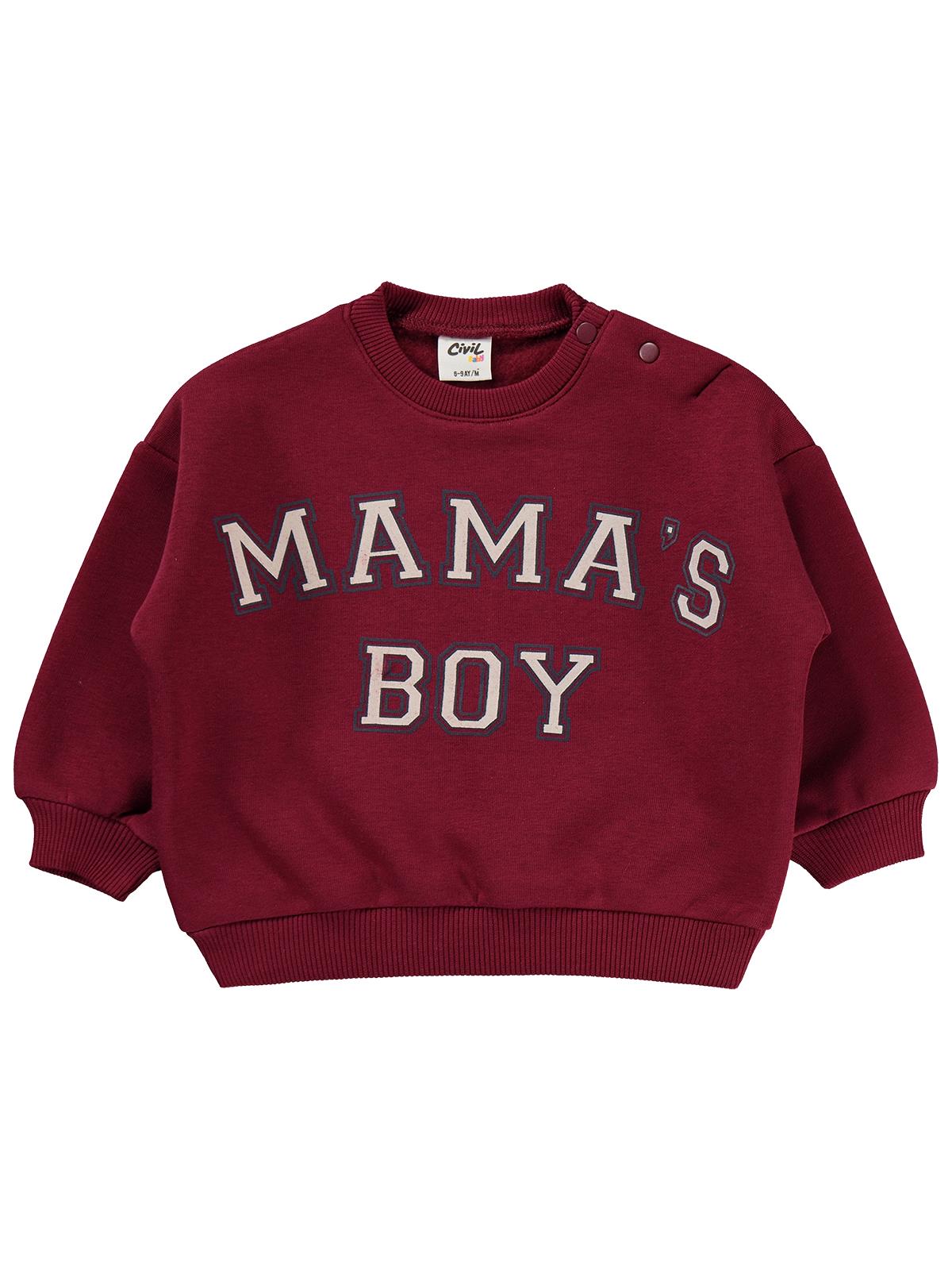 Civil Baby Mama's Boy Baskılı 6-18 Ay Takım - Koyu Bordo-Koyu İndigo