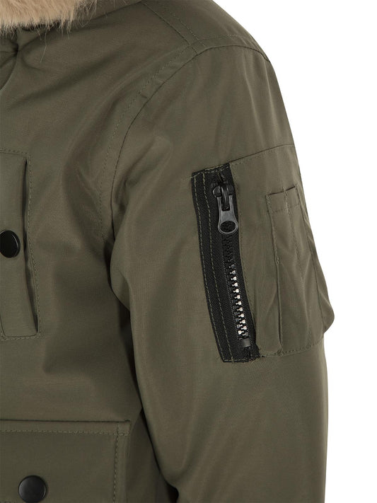 Civil Boys Kapüşonu Kürklü 2-5 Yaş Parka - Haki