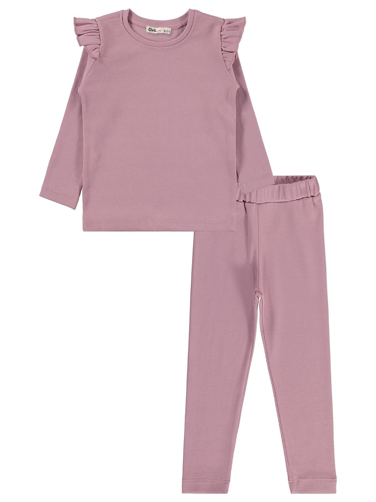 Civil Girls Fıfır Kollu 6-9 Yaş Takım - Pembe