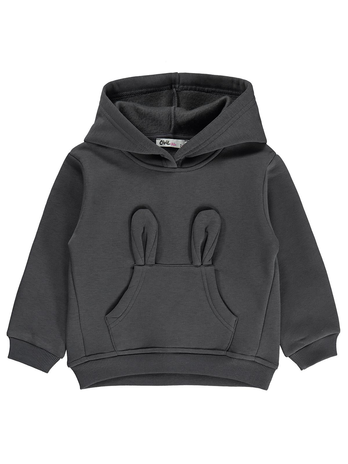 Civil Girls Kanguru Cepli 2-5 Yaş Sweatshirt - Gri