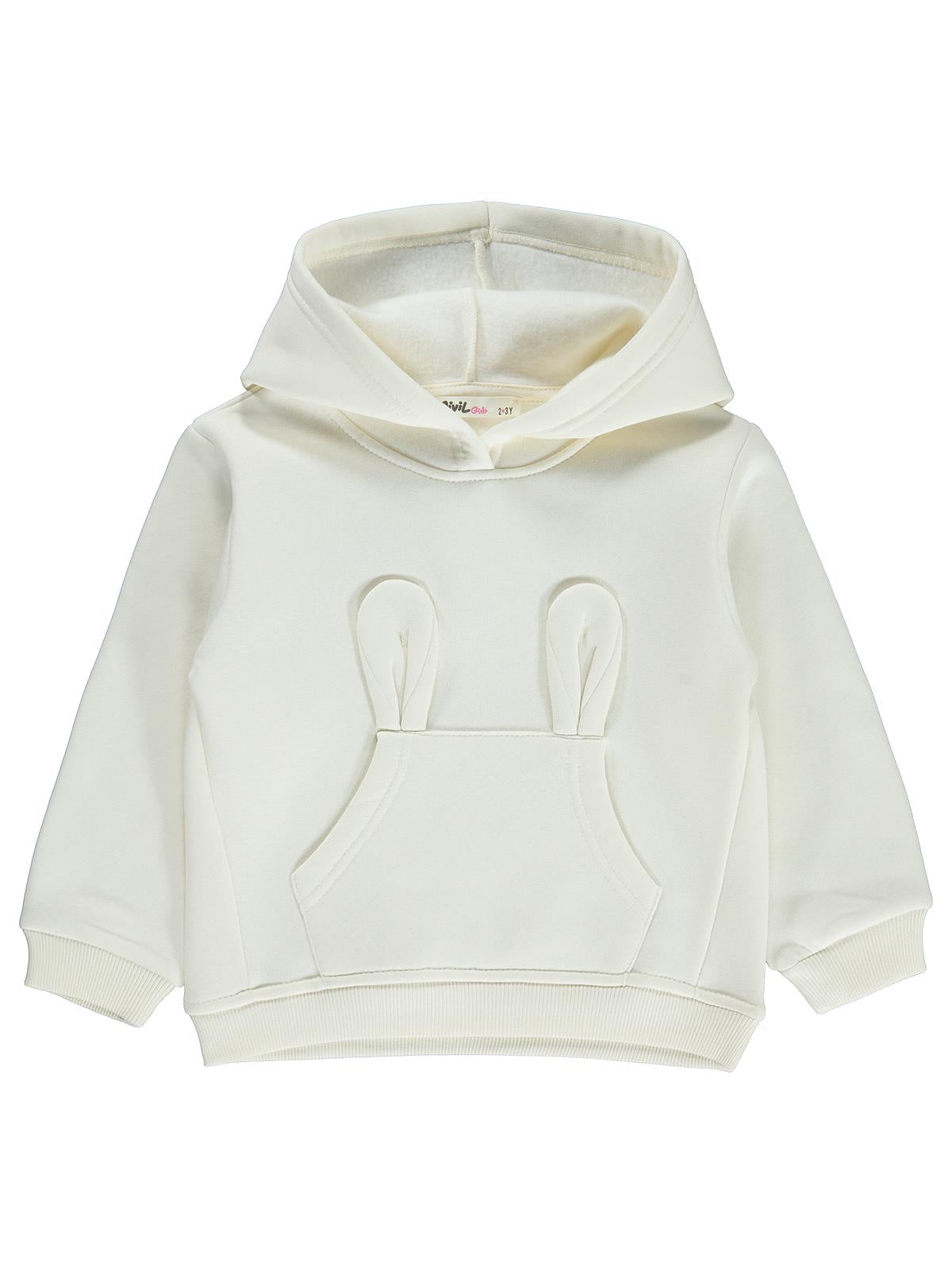 Civil Girls Kanguru Cepli 2-5 Yaş Sweatshirt - Ekru