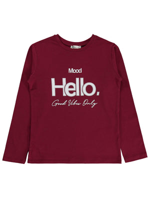 Civil Girls Hello Baskılı 10-13 Yaş Sweatshirt - Bordo