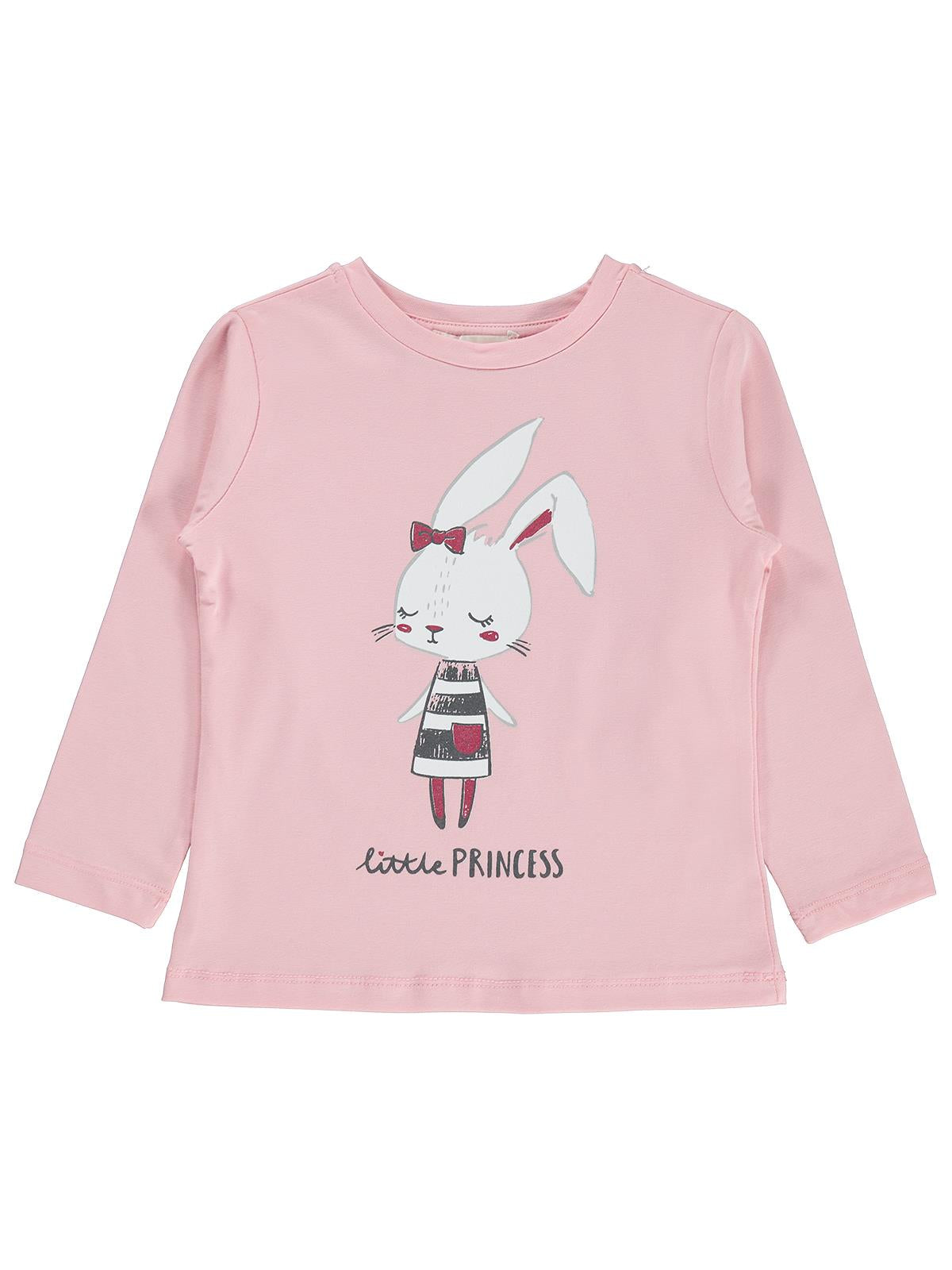 Civil Girls Tavşan Baskılı 2-5 Yaş Sweatshirt - Pudra
