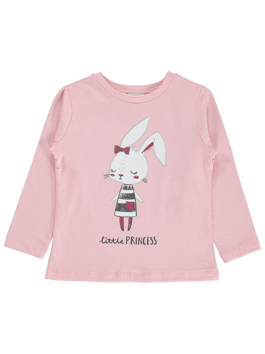 Civil Girls Tavşan Baskılı 2-5 Yaş Sweatshirt - Pudra