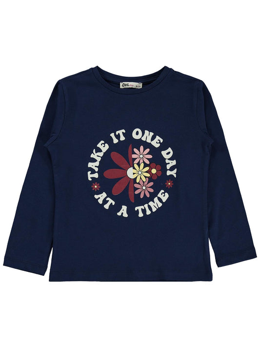 Civil Girls Take It One Day Baskılı 6-9 Yaş Sweatshirt - Lacivert