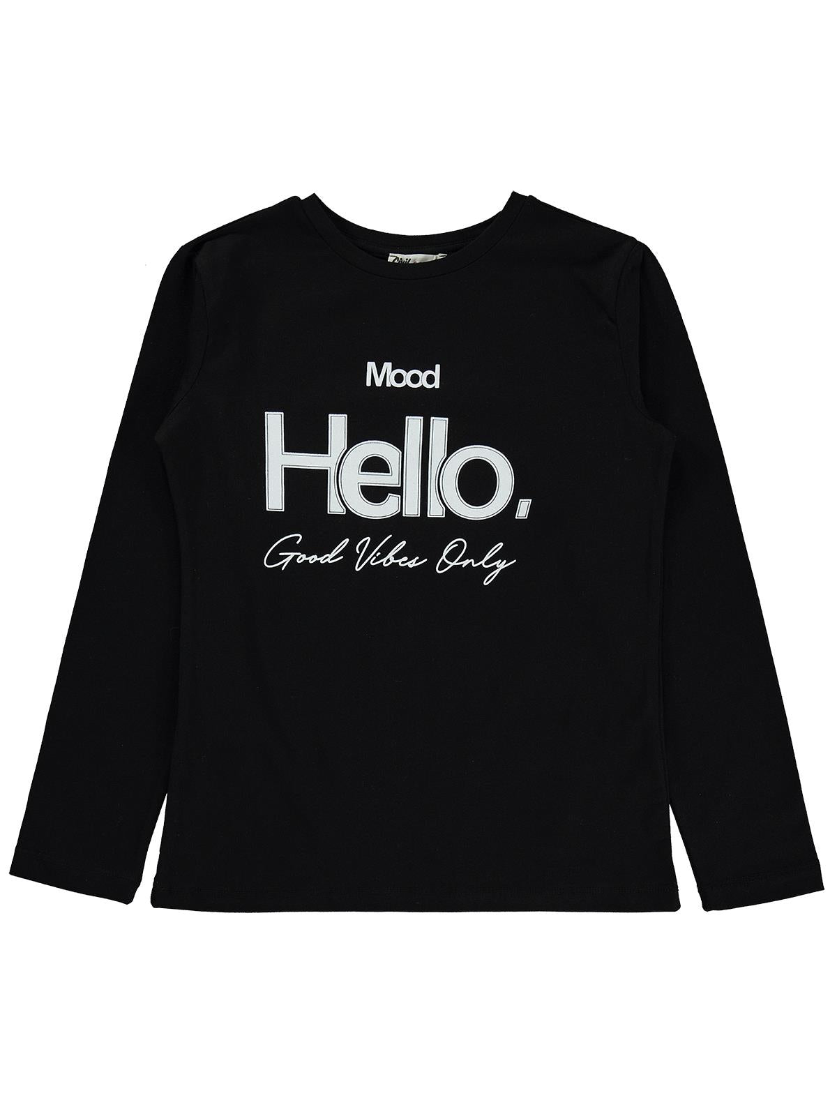 Civil Girls Hello Baskılı 10-13 Yaş Sweatshirt - Siyah