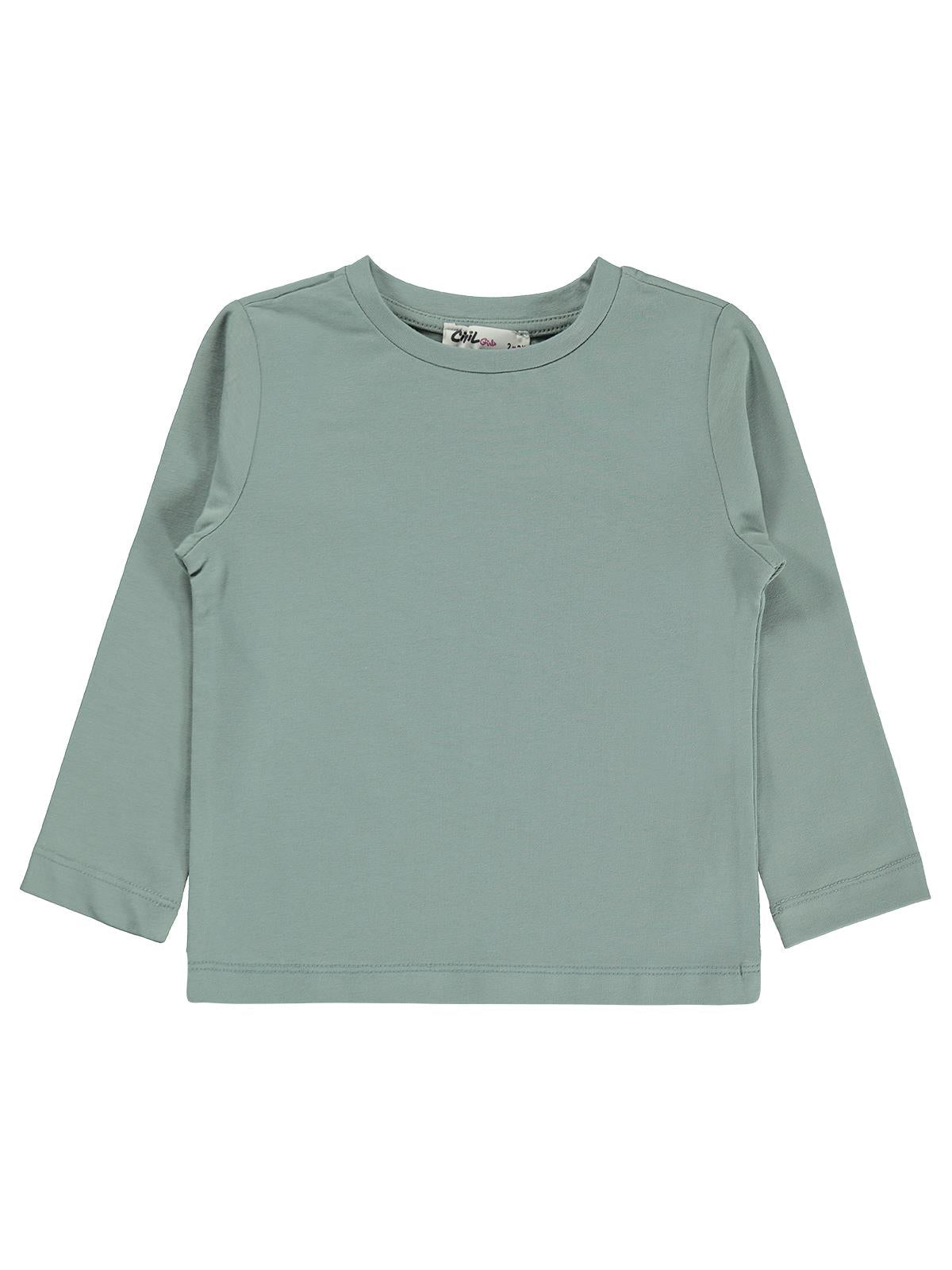 Civil Kız Çocuk Basic Sweatshirt | Likralı Süprem Uzun Kol | Okul Kreş ve Günlük Kullanım - Yeşil