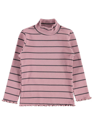 Civil Girls Çizgili Balıkçı Yaka 2-5 Yaş Sweatshirt - Pembe