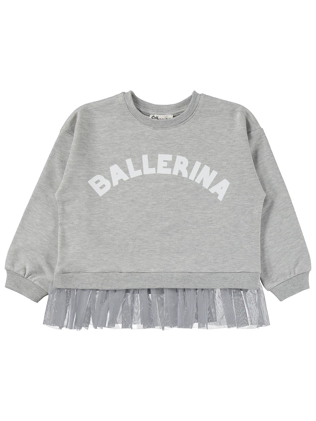Civil Kız Çocuk Ballerina Baskılı Eşofman Takımı | 2 İp - 2 İp | Okul Kreş ve Günlük Kullanım - Gri