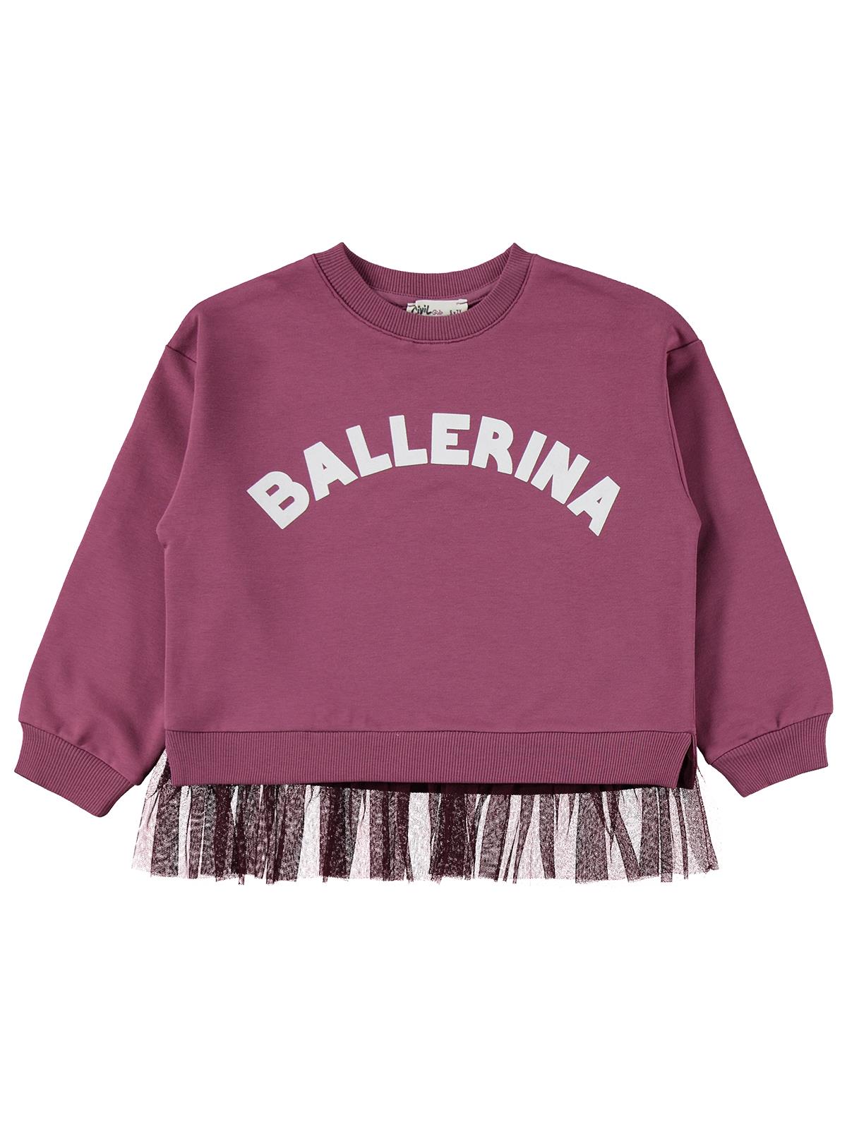 Civil Kız Çocuk Ballerina Baskılı Eşofman Takımı | 2 İp - 2 İp | Okul Kreş ve Günlük Kullanım - Lila