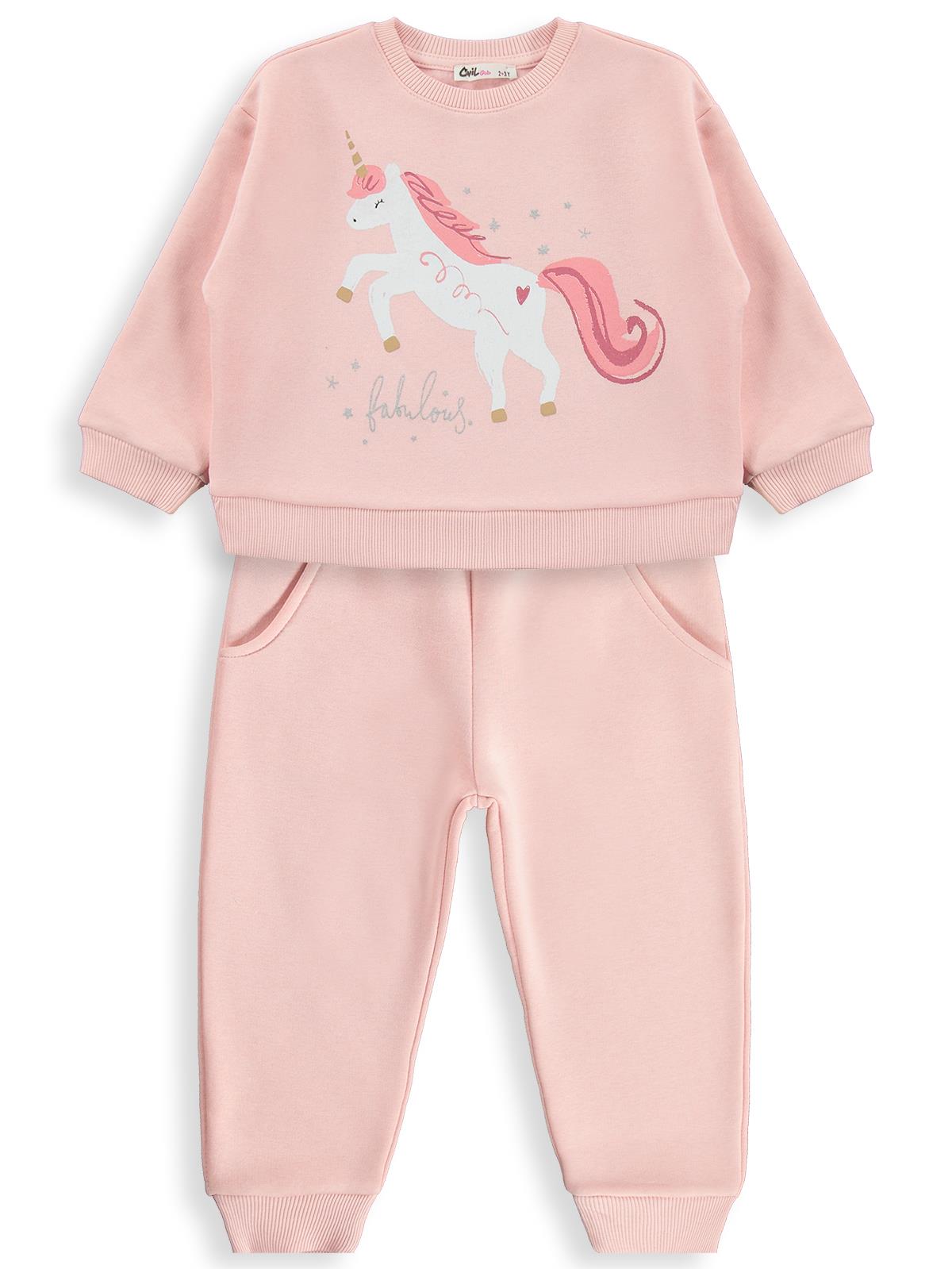 Civil Girls Unicorn Baskılı 2-5 Yaş Eşofman Takımı - Pembe