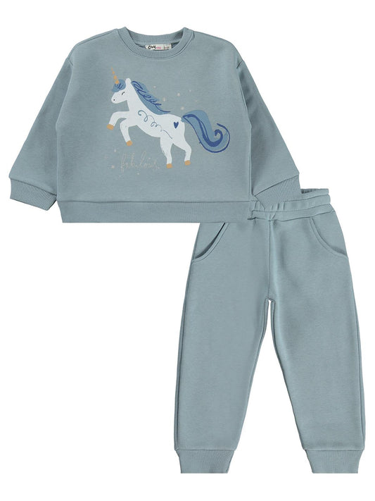 Civil Girls Unicorn Baskılı 2-5 Yaş Eşofman Takımı - Mavi