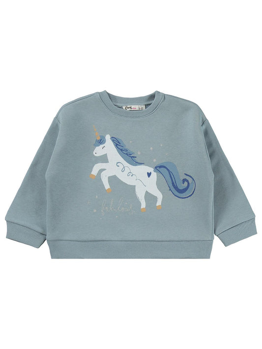 Civil Girls Unicorn Baskılı 2-5 Yaş Eşofman Takımı - Mavi
