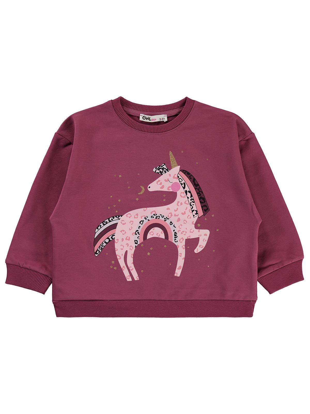 Civil Girls Unicorn Baskılı 2-5 Yaş Sweatshirt - Lila