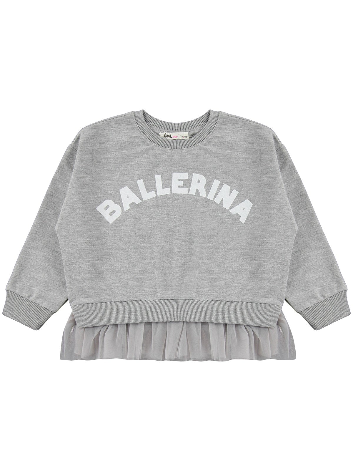 Civil Girls Ballerina Baskılı 2-5 Yaş Eşofman Takımı - Gri