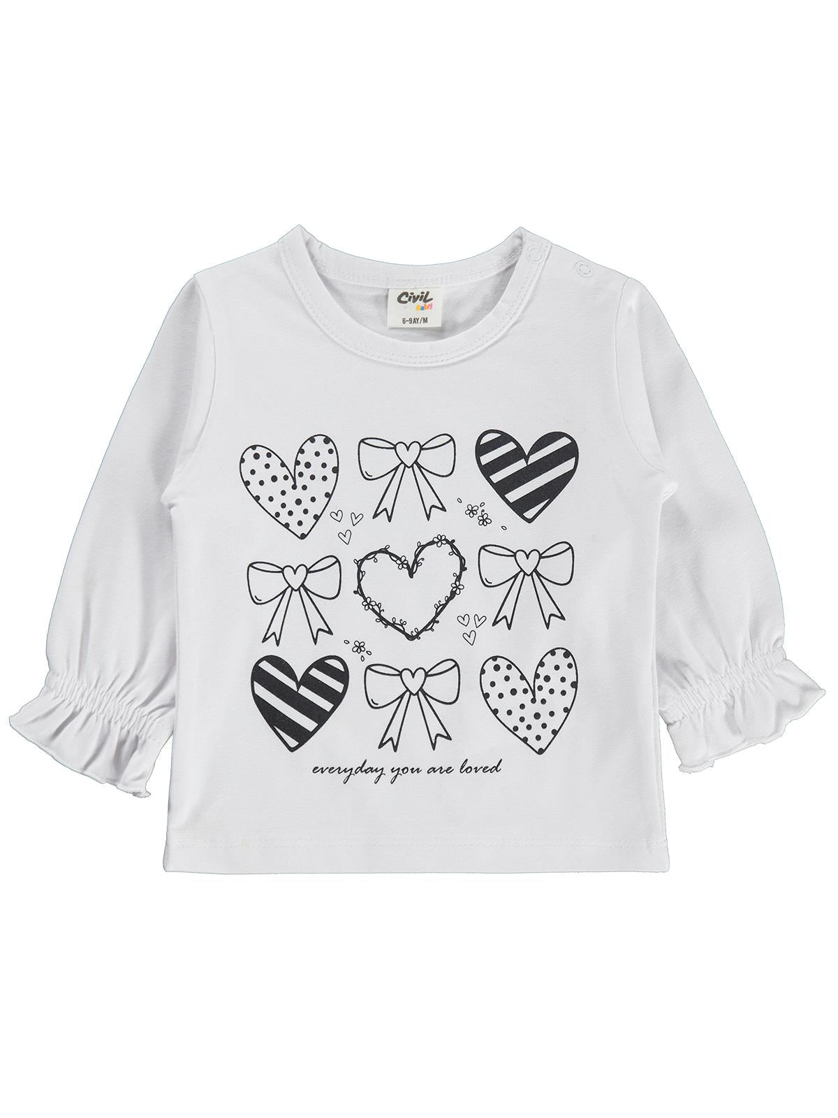 Civil Baby Kalp Baskılı 6-18 Ay Sweatshirt - Beyaz