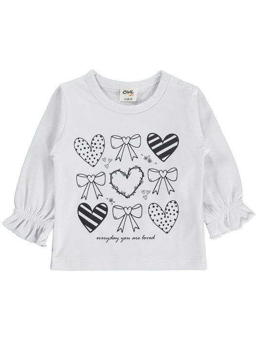 Civil Baby Kalp Baskılı 6-18 Ay Sweatshirt - Beyaz