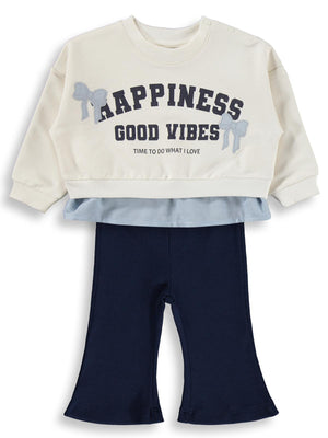Civil Baby Happınıes Good Vibes Baskılı 6-18 Ay Takım - Ekru