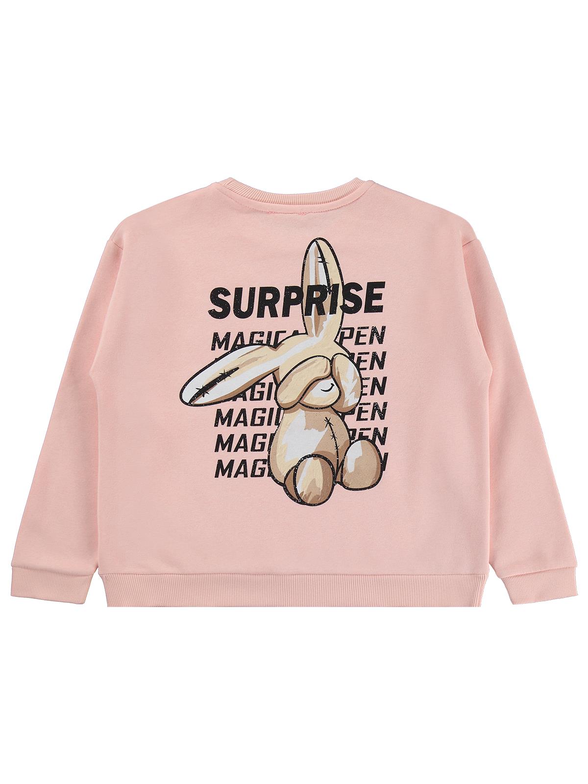 Civil Girls Tavşan Baskılı 6-9 Yaş Sweatshirt - Pembe