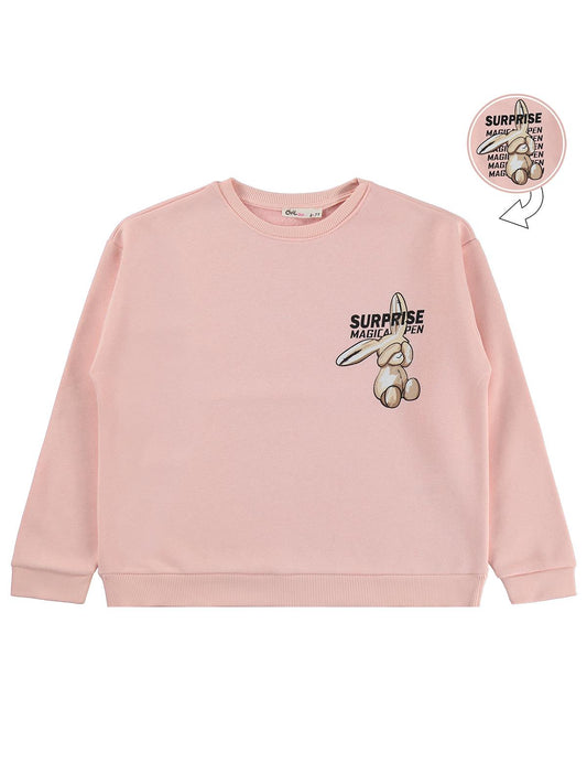 Civil Girls Tavşan Baskılı 6-9 Yaş Sweatshirt - Pembe