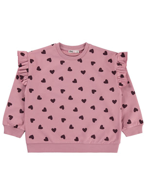 Civil Girls Kalp Desenli 6-9 Yaş Sweatshirt - Pembe