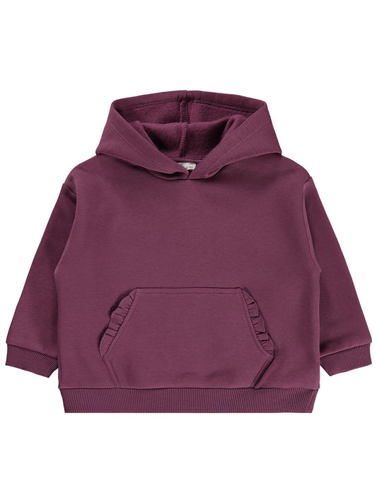Civil Girls Kız Çocuk Kanguru Cepli Fırfırlı Sweatshirt | 3 İp Uzun Kol | Okul Kreş ve Günlük Kullanım - Lila