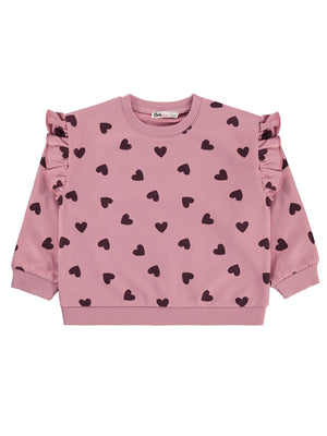 Civil Girls Kalp Desenli 2-5 Yaş Sweatshirt - Pembe