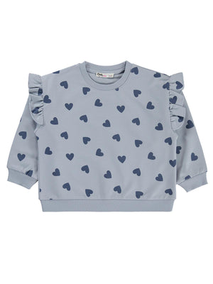 Civil Girls Kalp Desenli 2-5 Yaş Sweatshirt - Mavi