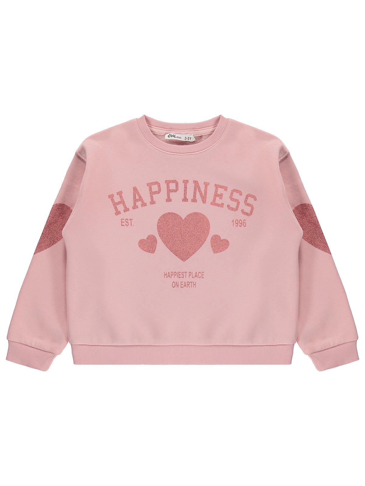 Civil Girls Happiness Baskılı 2-5 Yaş Sweatshirt - Pembe