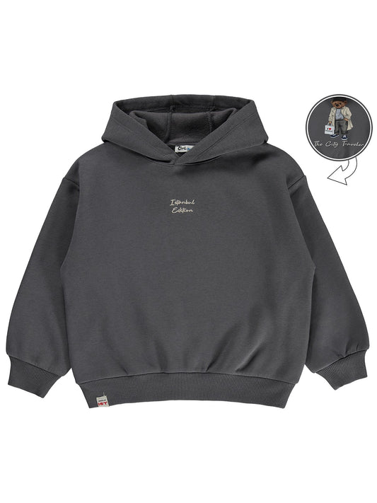 Civil Boys Kapüşonlu İstanbul Baskılı 6-9 Yaş Sweatshirt - Gri