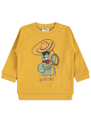 Civil Baby Kaktüs Baskılı 6-18 Ay Sweatshirt - Hardal