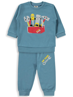 Civil Baby Tamir Aletleri Baskılı 6-18 Ay Takım - Mavi