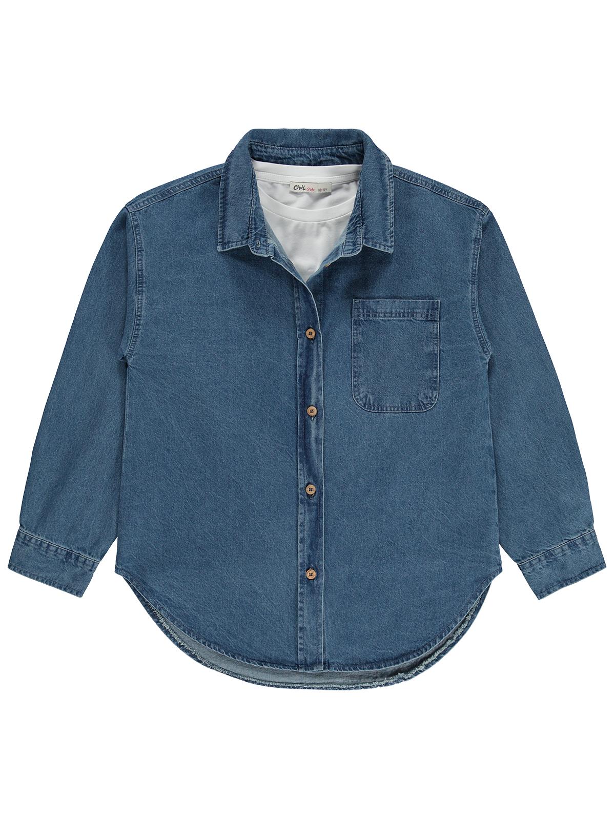 Civil Girls Denim 10-13 Yaş Gömlek - Mavi