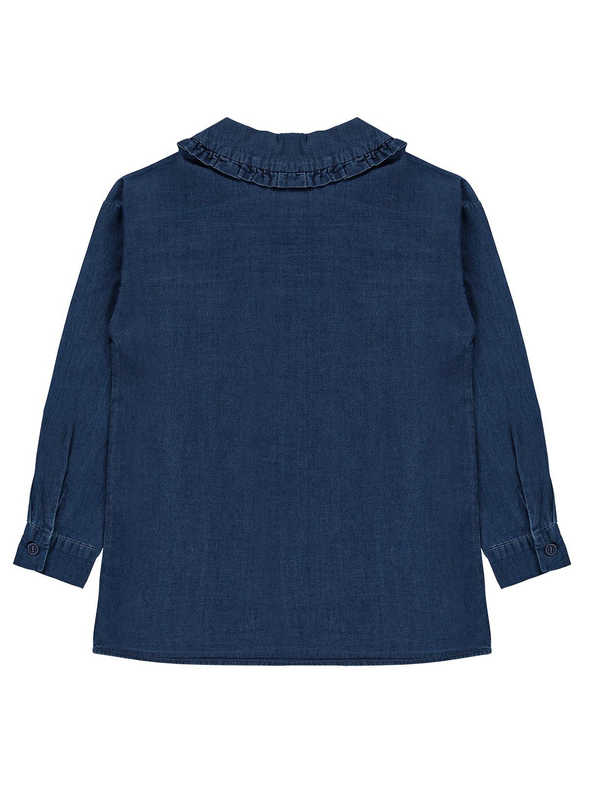 Civil Girls Fırfır Detaylı Denim 6-9 Yaş Gömlek - Mavi