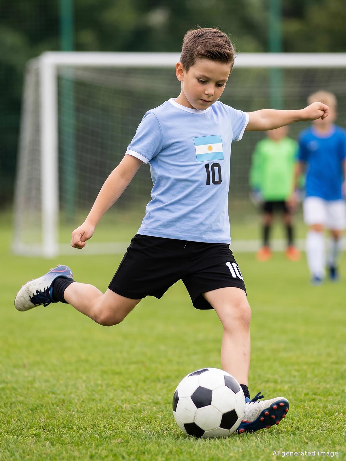 Civil Boys Argentina Baskılı 2'li 6-9 Yaş Takım - Pamuk Forma - Mavi