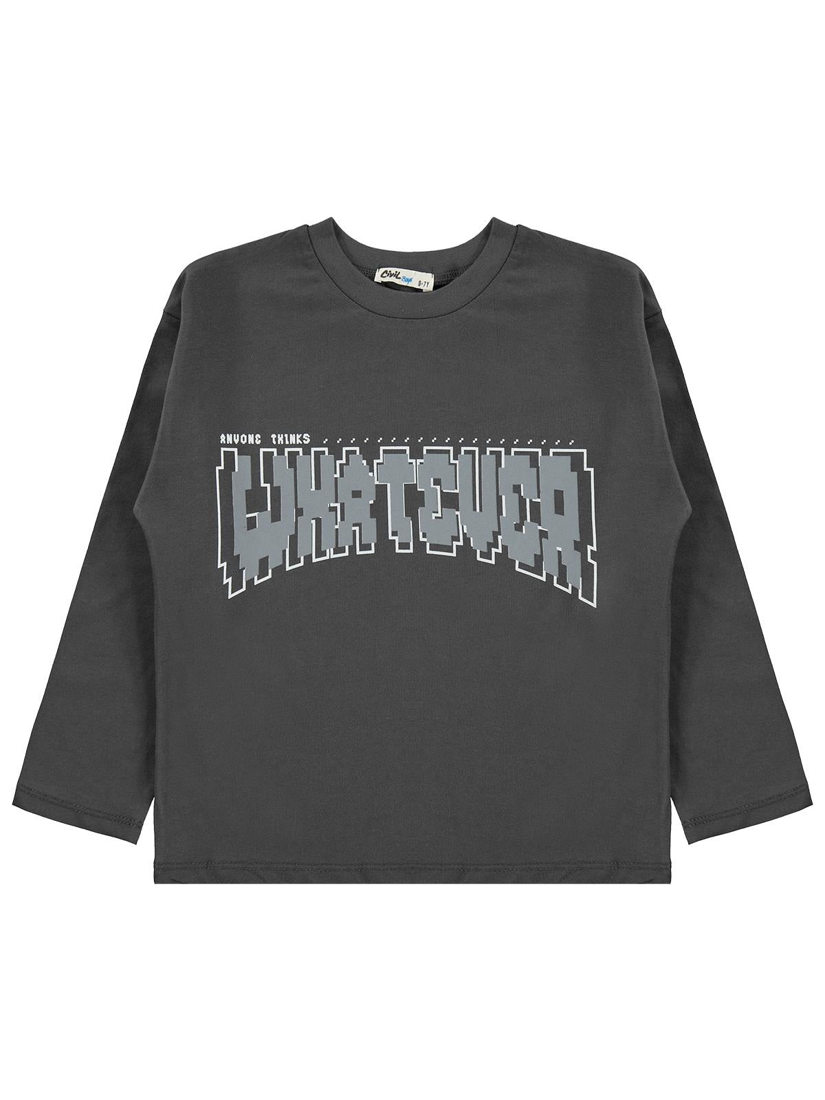 Civil Boys Whatever Baskılı 10-13 Yaş Sweatshirt - Gri