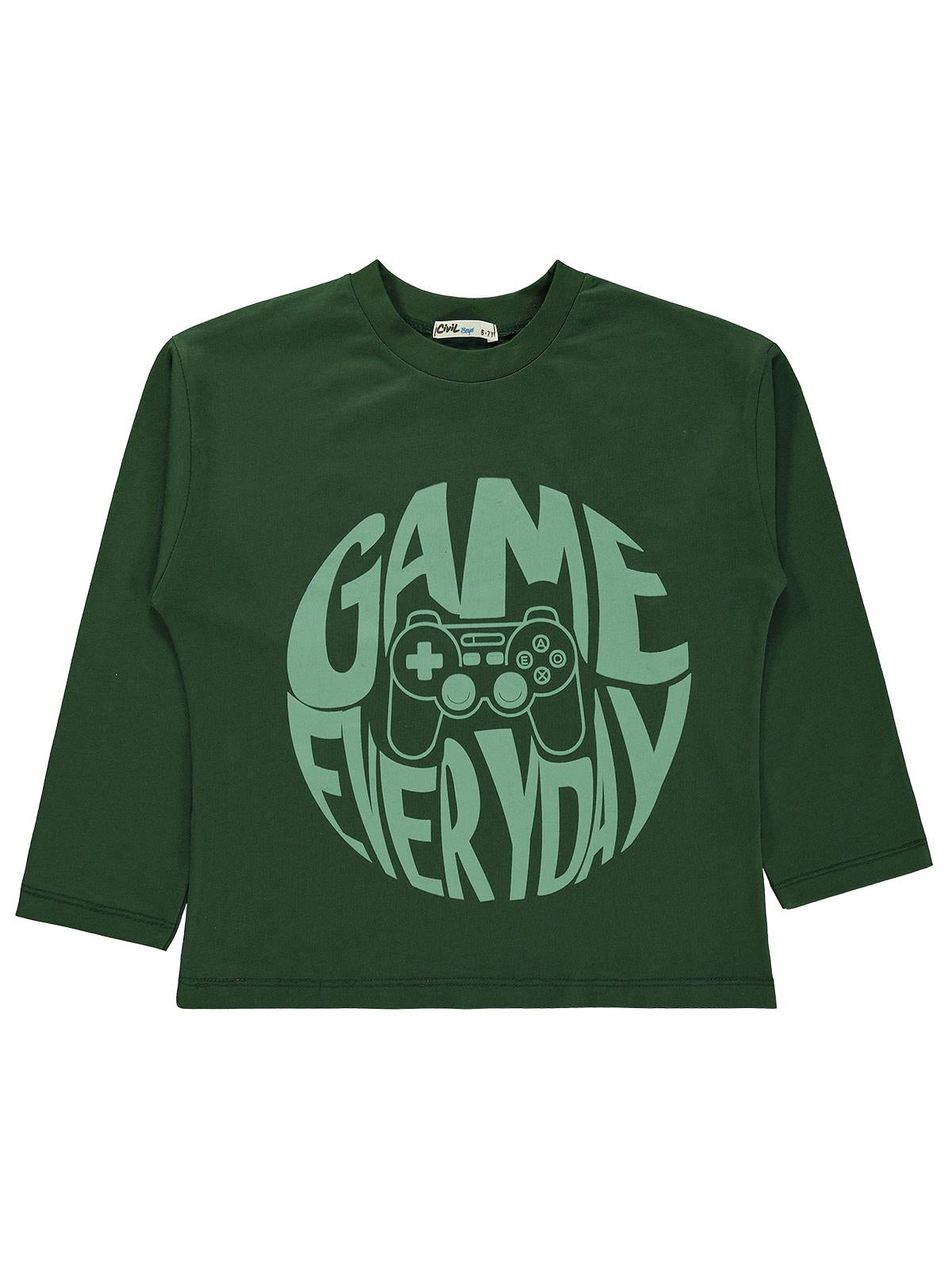 Civil Boys Game Everyday Baskılı 10-13 Yaş Sweatshirt Km - Yeşil