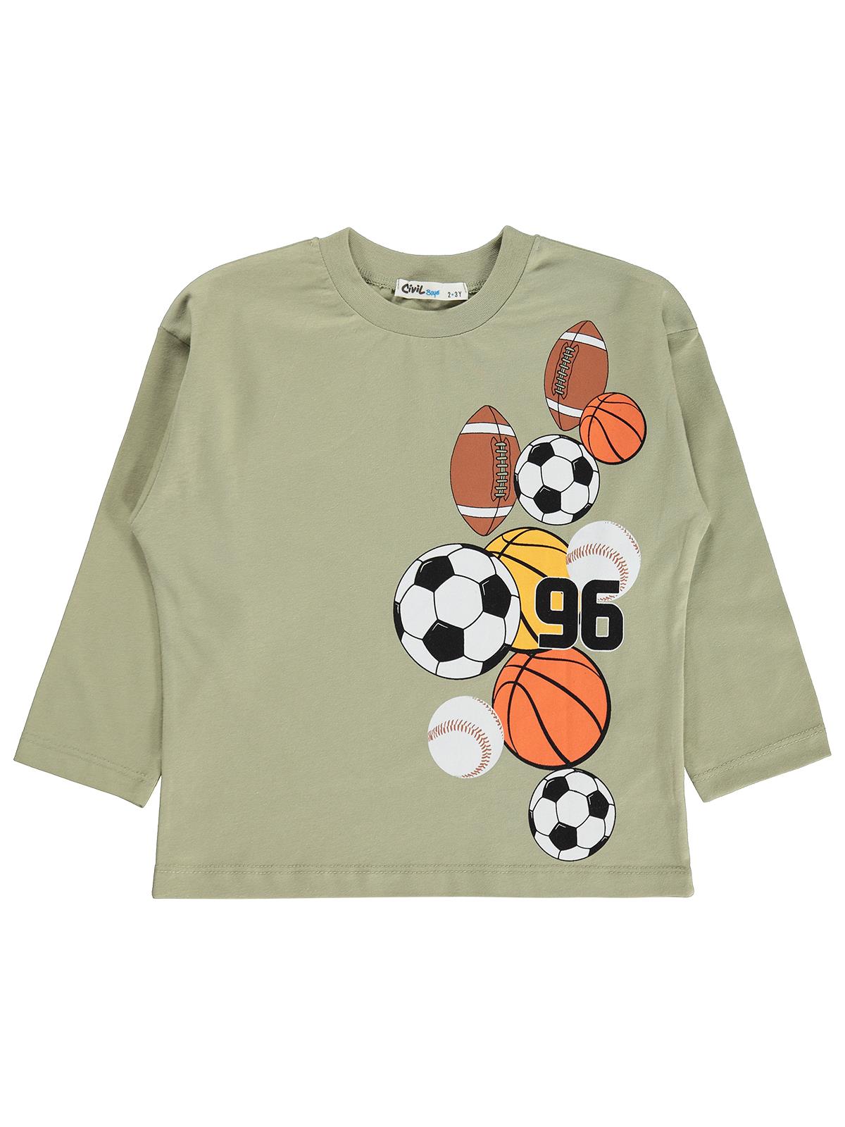 Civil Boys 96 Toplar Baskılı 2-5 Yaş Sweatshirt  - Haki