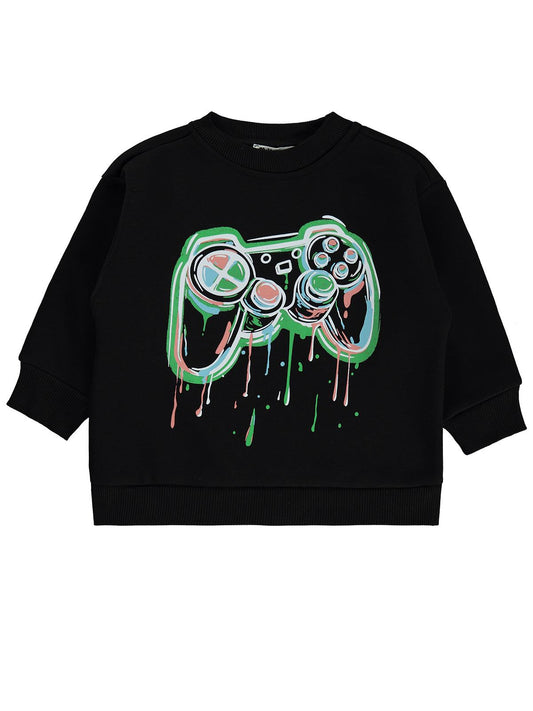 Civil Boys Oyun Konsol Baskılı 2-5 Yaş Sweatshirt - Siyah