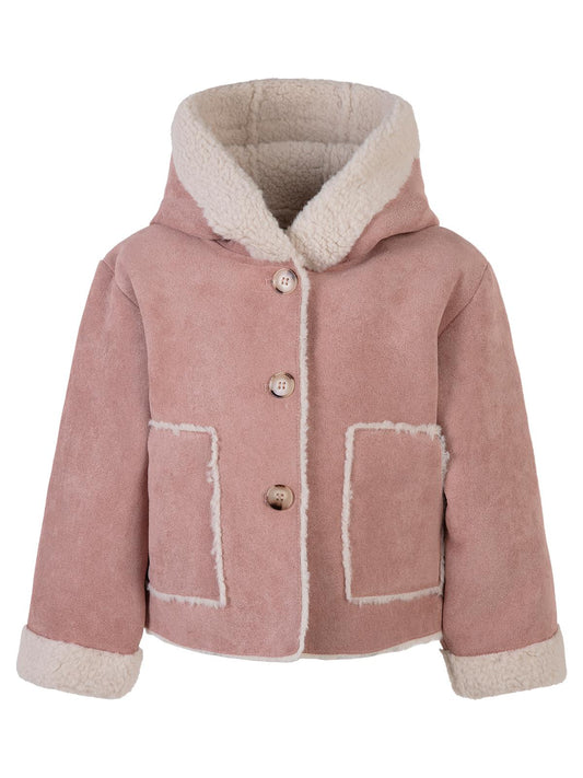 Civil Girls Düğmeli Süet 2-5 Yaş Mont - Pembe