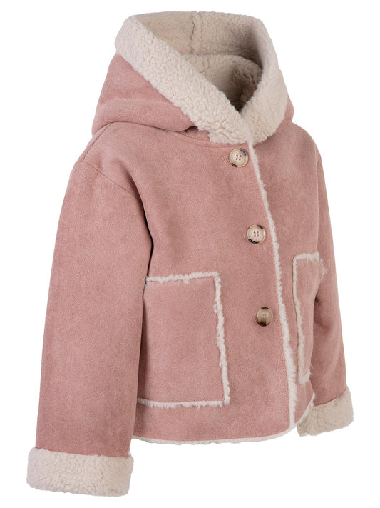 Civil Girls Düğmeli Süet 2-5 Yaş Mont - Pembe