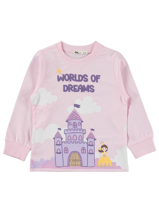 Civil Girls Şato Baskılı 2-5 Yaş Pijama Takımı - Pembe