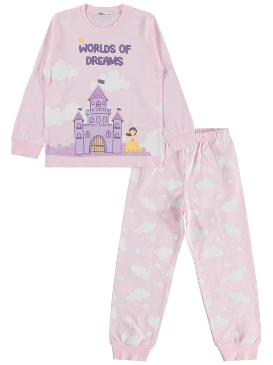Civil Girls Şato Baskılı 6-9 Yaş Pijama Takımı - Pembe
