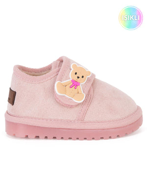 Civil Girls Cırtlı Işıklı Taban 20-25 Numara Bot - Pudra
