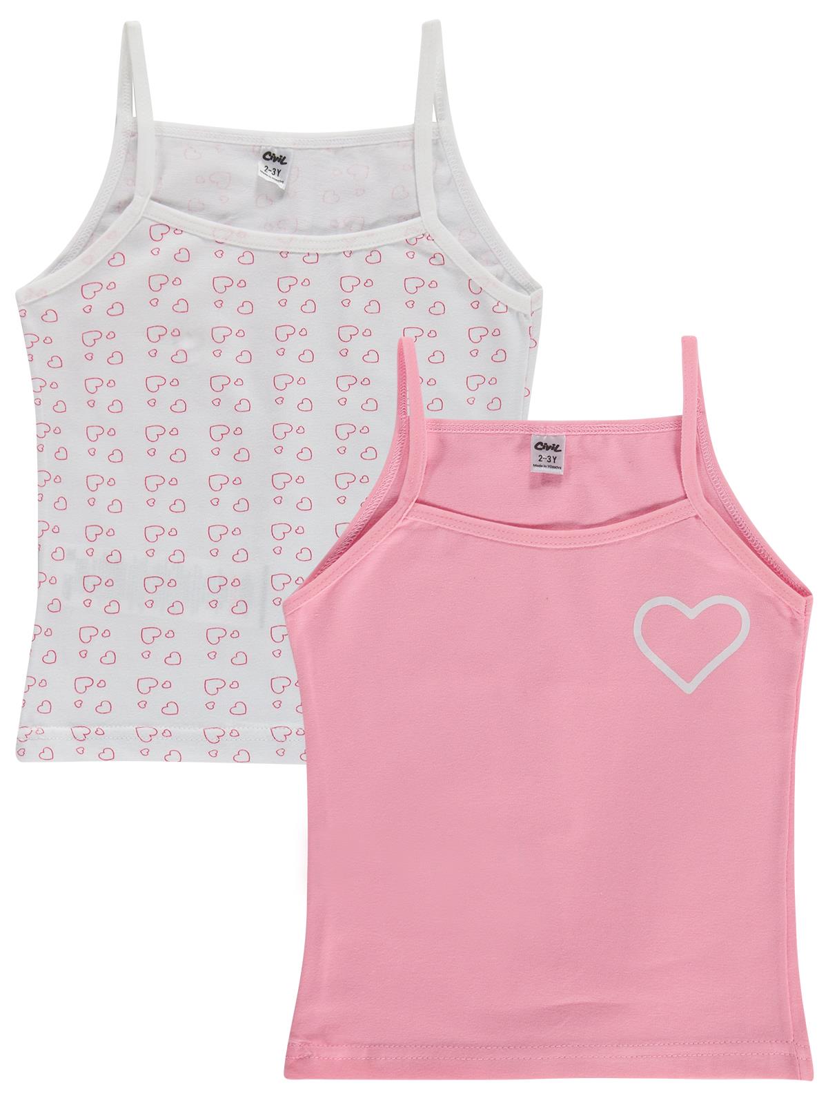 Civil Girls Cute Kalp 2-12 Yaş Kız Çocuk 2'li Atlet