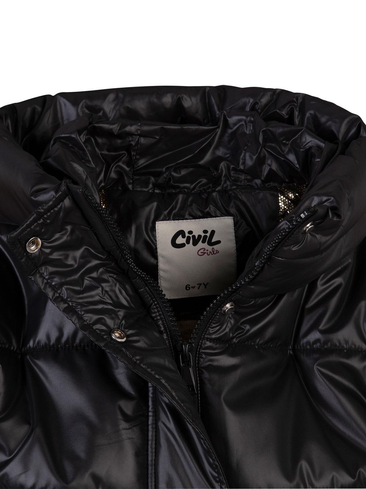 Civil Girls Kapişonlu 6-9 Yaş Mont - Siyah